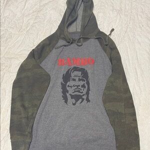 Heather Gray Hooded Sweatshirt with Graphic Print